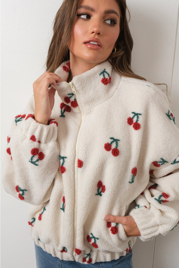 Cherry Print Teddy Jacket - Proper