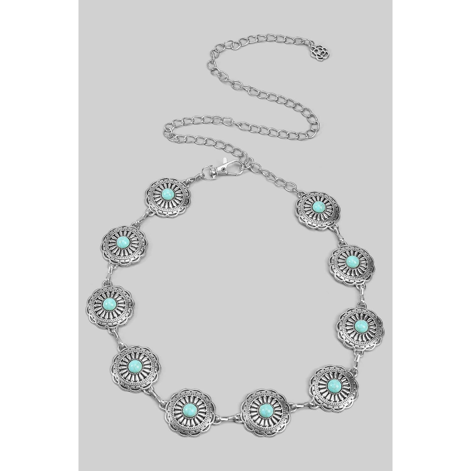 FLORAL SQUASH BLOSSOM LINK CHAIN BELT WITH TQ - Proper
