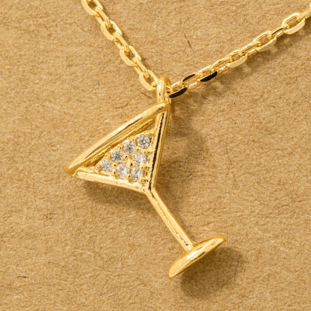 Gold Dipped Cz Martini Pendant Necklace - Proper