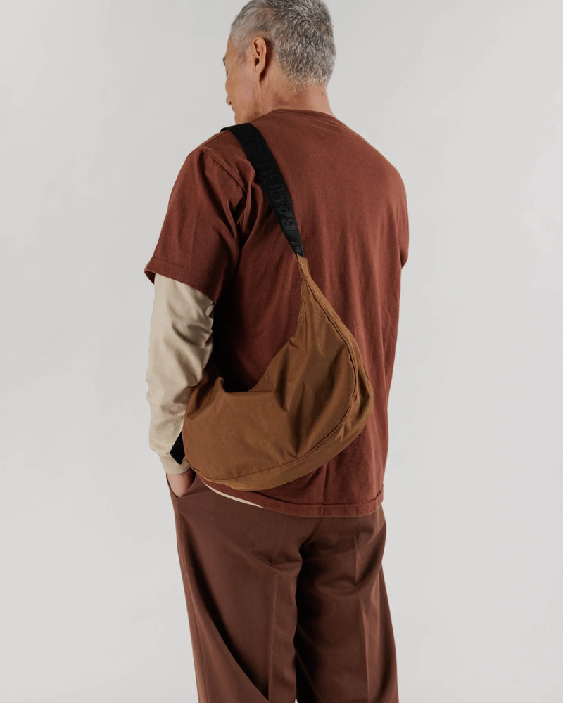 Brown Baggu Medium Nylon Crescent Bag - Proper
