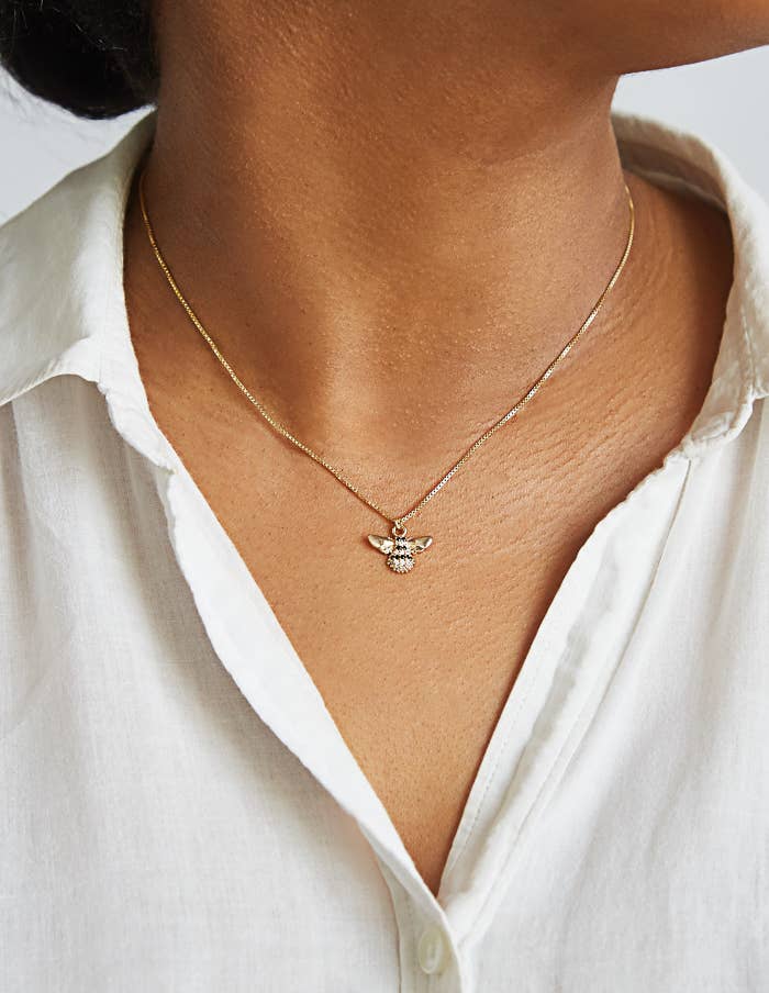 Gold Pavé Bee Necklace - Proper