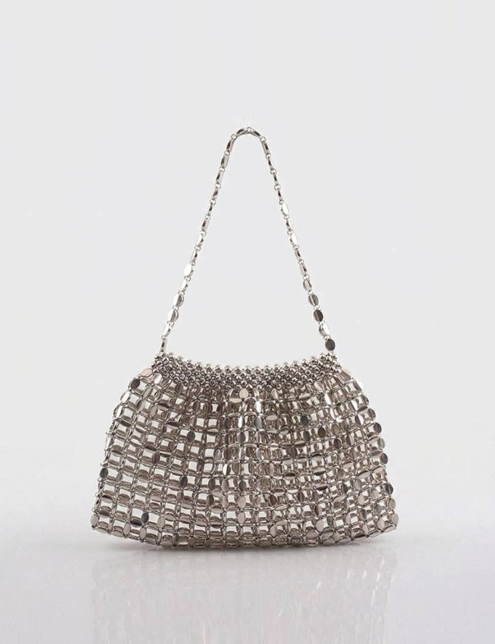 Simple Hollow Out Handmade Beaded Handbag 8AC6BBG53 - Proper
