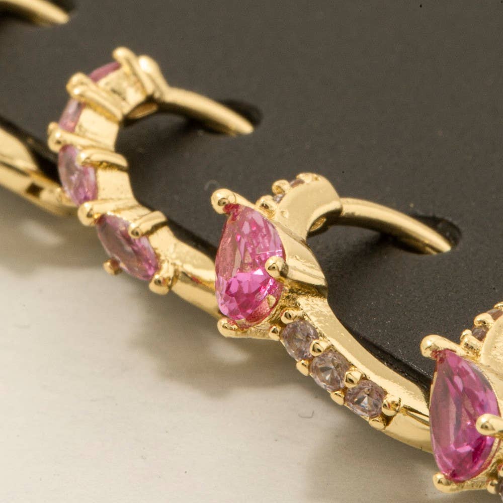 Gold Dipped Cz Gem Studs Hoop Earrings Set - Proper