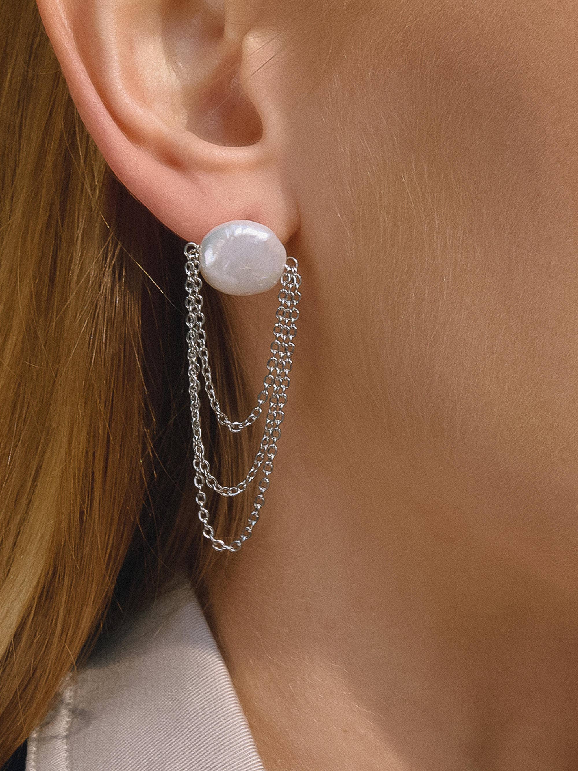 Shynelle 18K Gold Non-Tarnish Baroque Pearl Chain Earrings - Proper