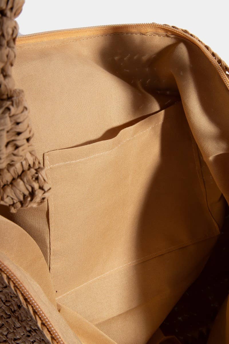 Braided Handle Rectangular Straw Hand Bag - Proper
