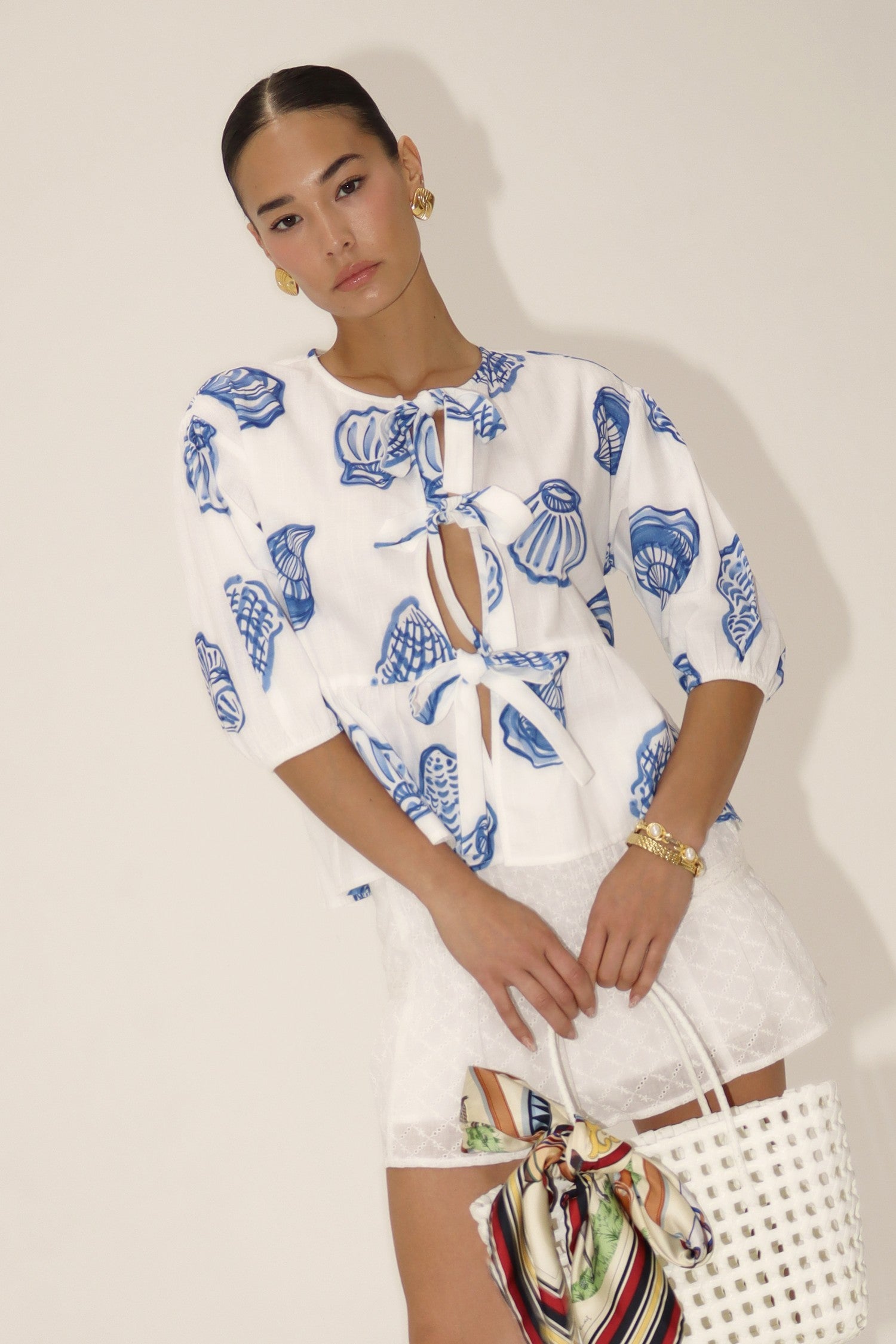 Blue Shell Tie Top - Proper