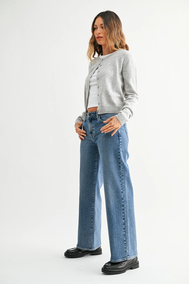 Mid Rise Wide Leg Jeans