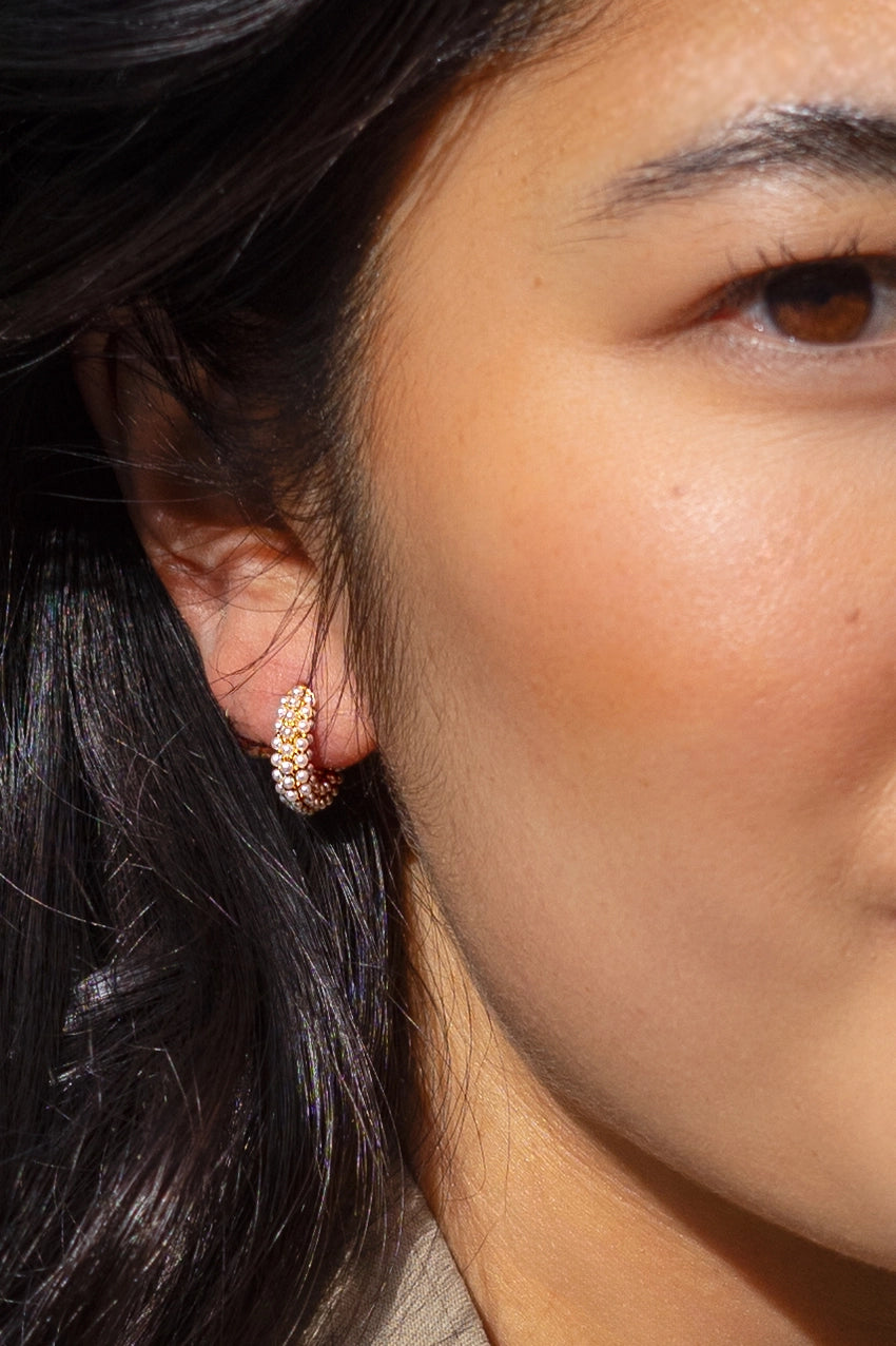 Mini Dot Pearl Hoops - Proper