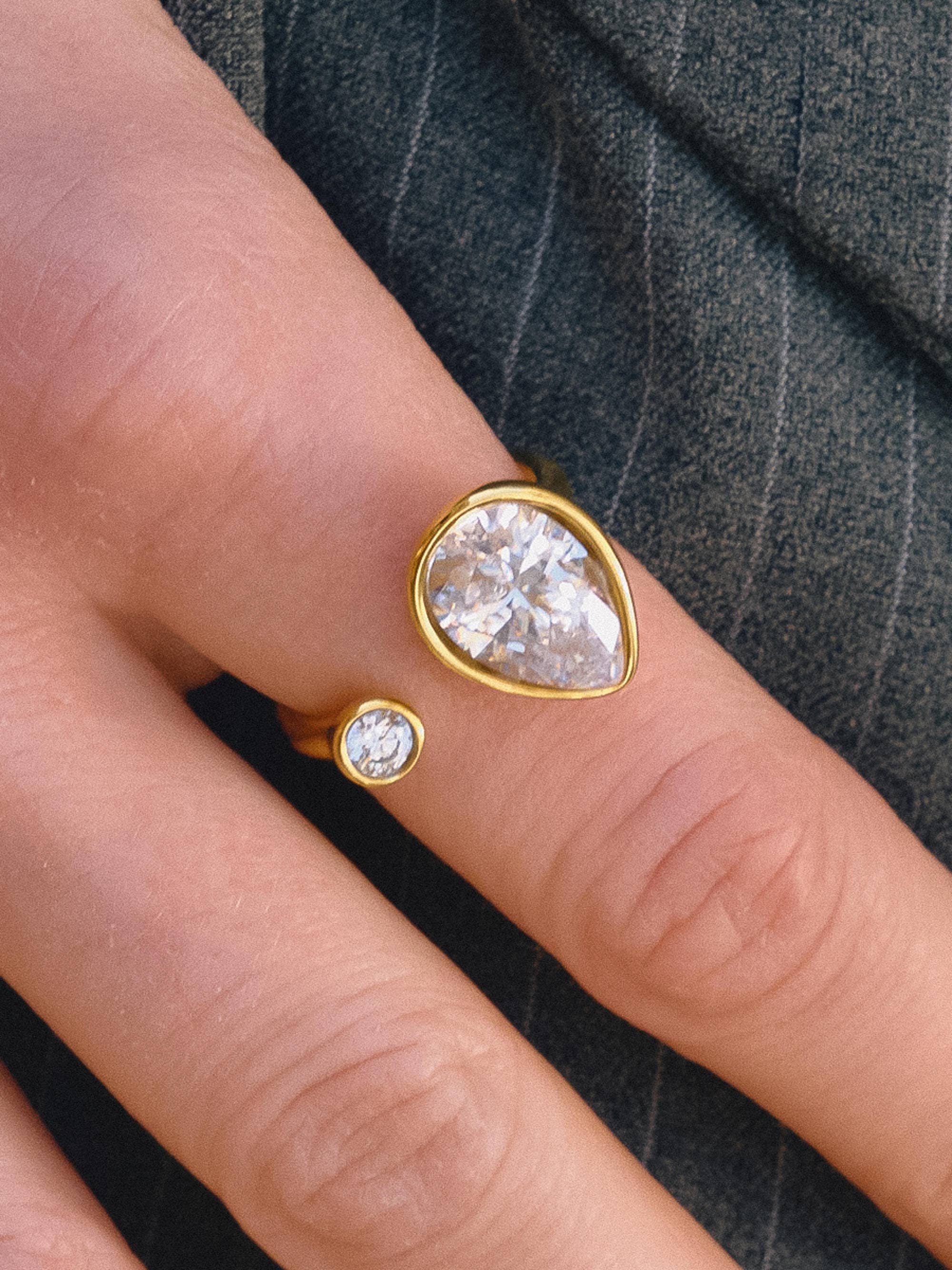 Kellan 18K Gold Non-Tarnish Tarnish CZ Open Ring - Proper