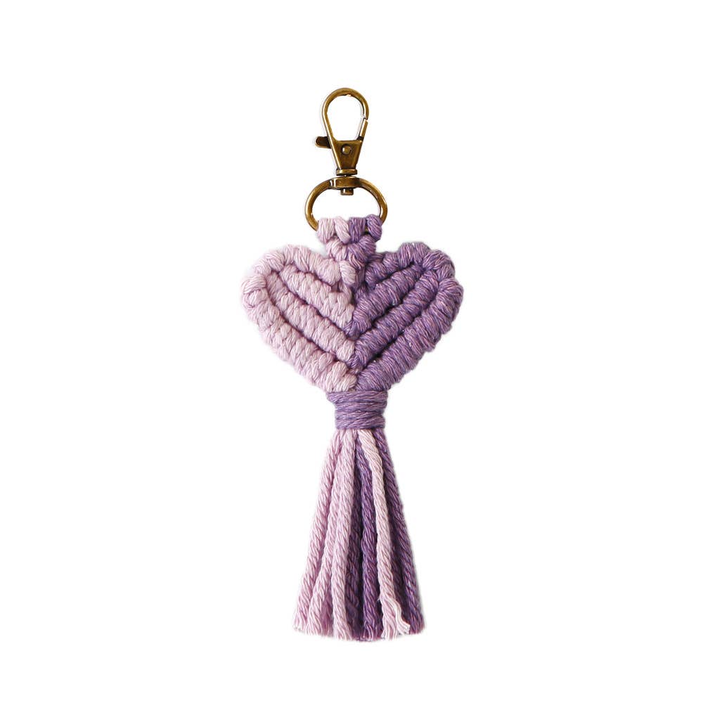 Macrame Heart Two Toned Tassel Keychain - Proper