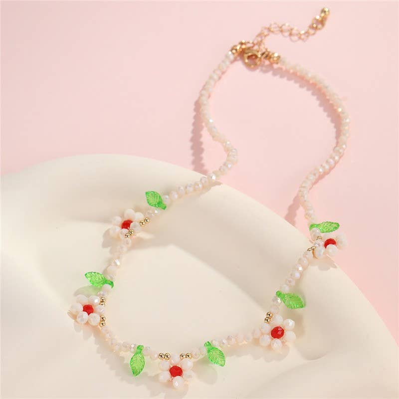 Beaded Flower Chain Necklace
