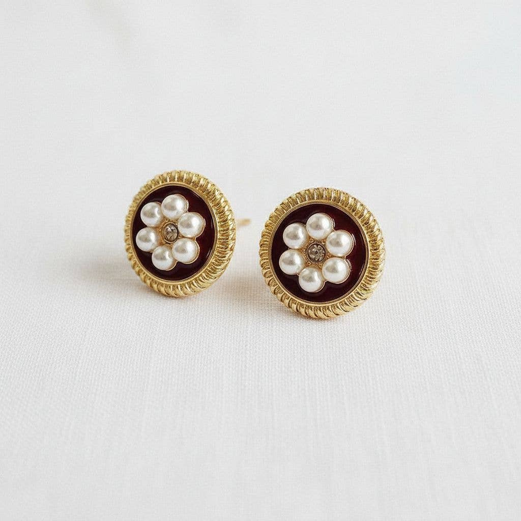 Floral Button Earrings