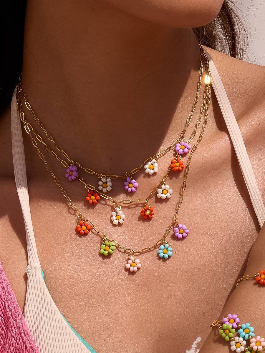 Linnea Beaded Daisy Chain Necklace