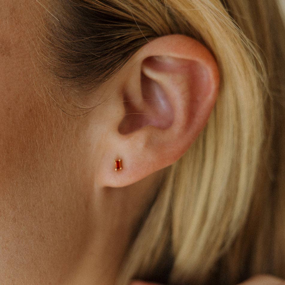 Dara Red Garnet Baguette Earrings - Proper