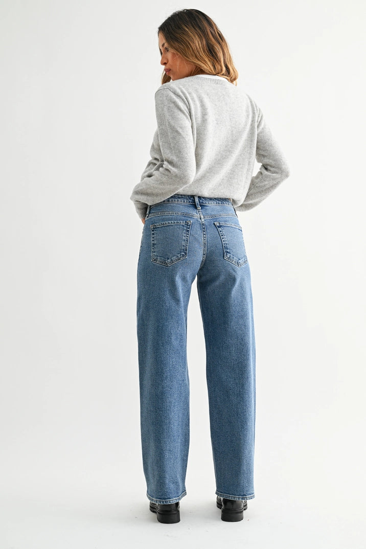 Mid Rise Wide Leg Jeans