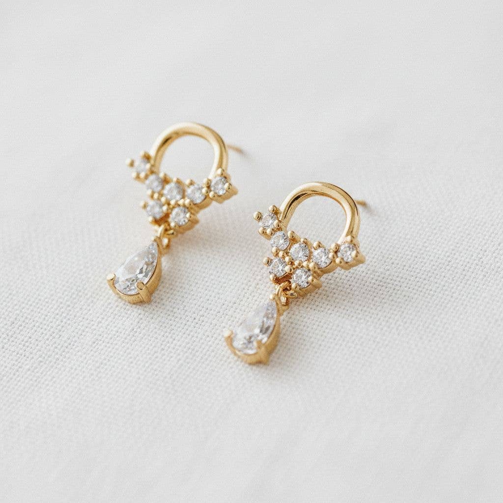 CZ Ornate Drop Earrings