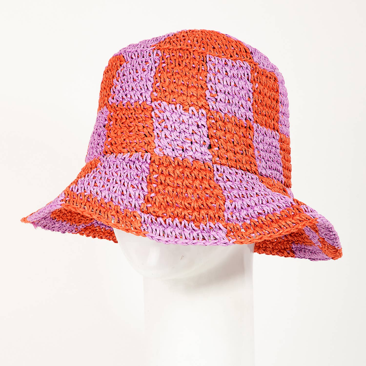 Straw Braided Checkered Bucket Hat - Proper