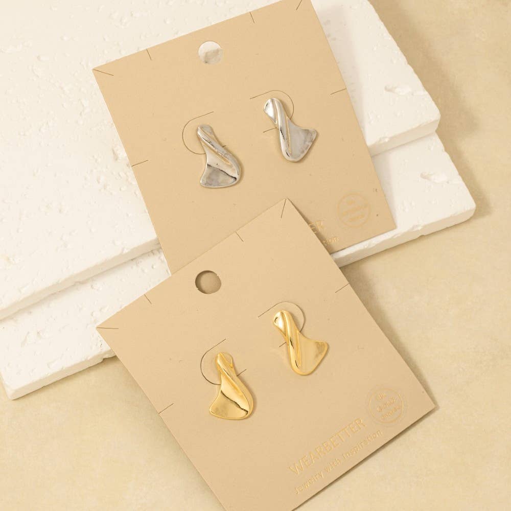 Gold Dipped Twisted Shape Drop Earrings - Proper