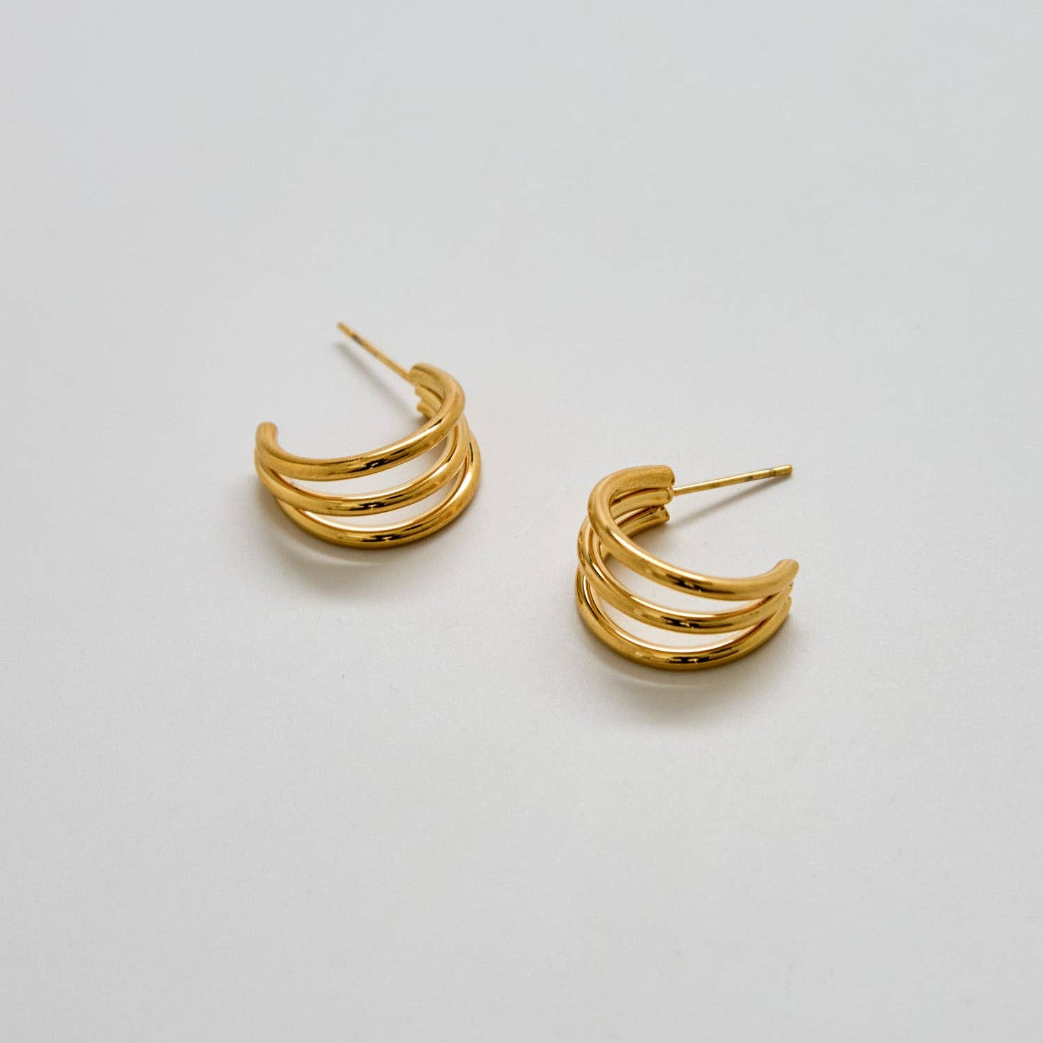 Triple Arc Gold Hoop Earrings - Proper