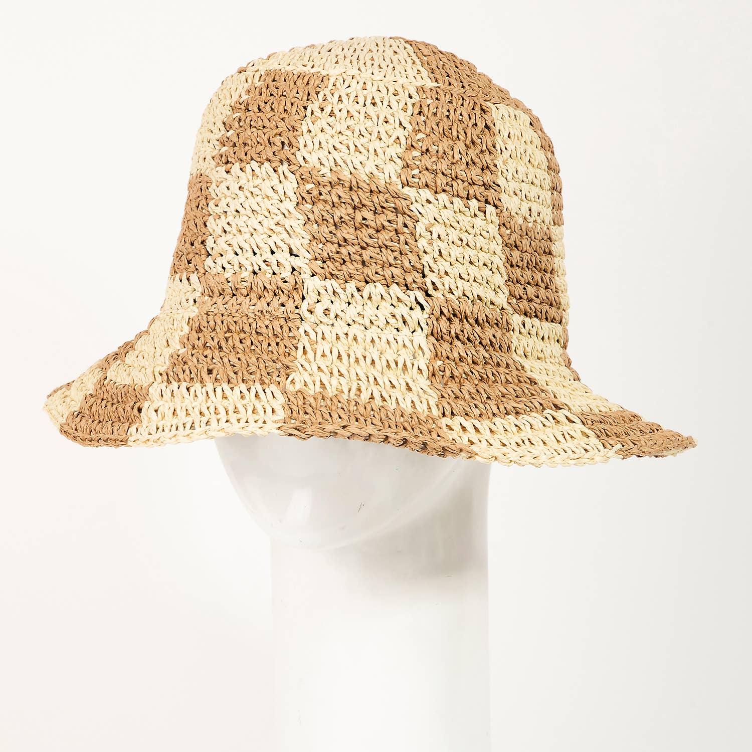 Straw Braided Checkered Bucket Hat - Proper