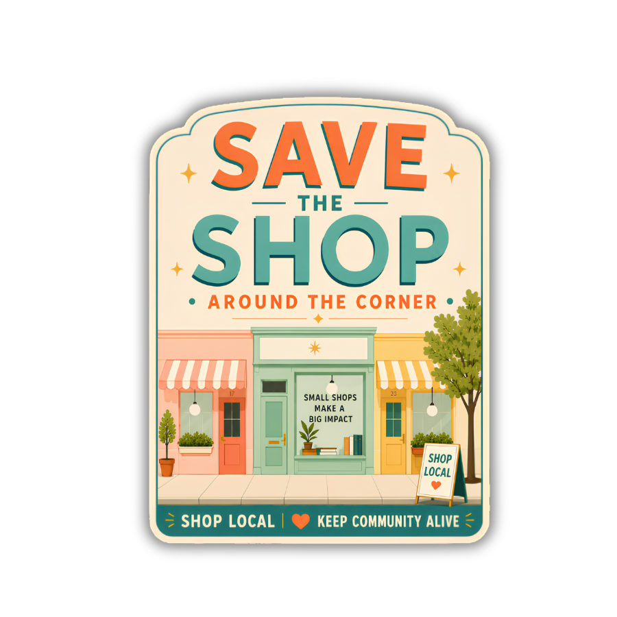 Save the Shop Around the Corner Sticker