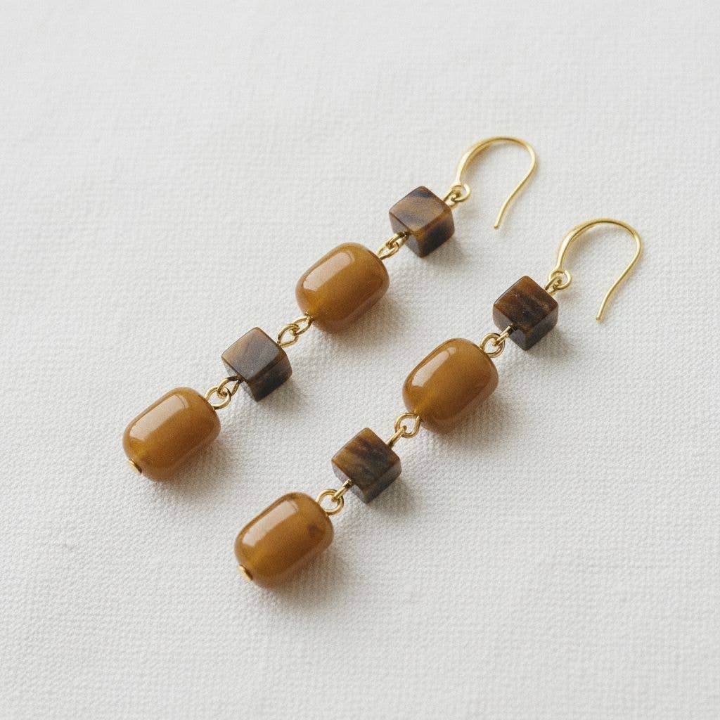 Tiger Eye Drop Earrings