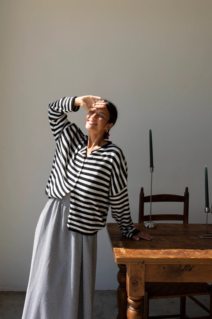 Black + White Stripe Piper Cardigan