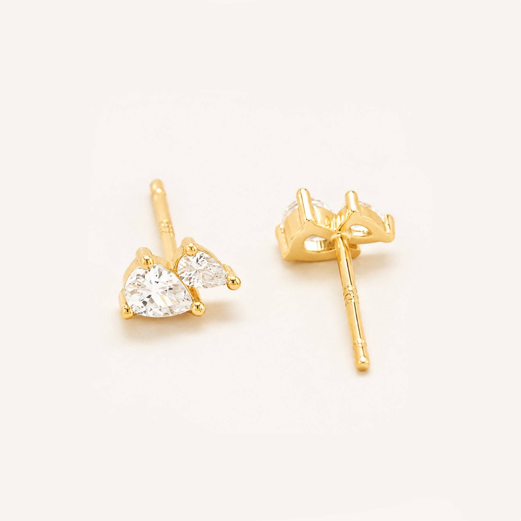 White CZ Double Teardrop Stud Earrings