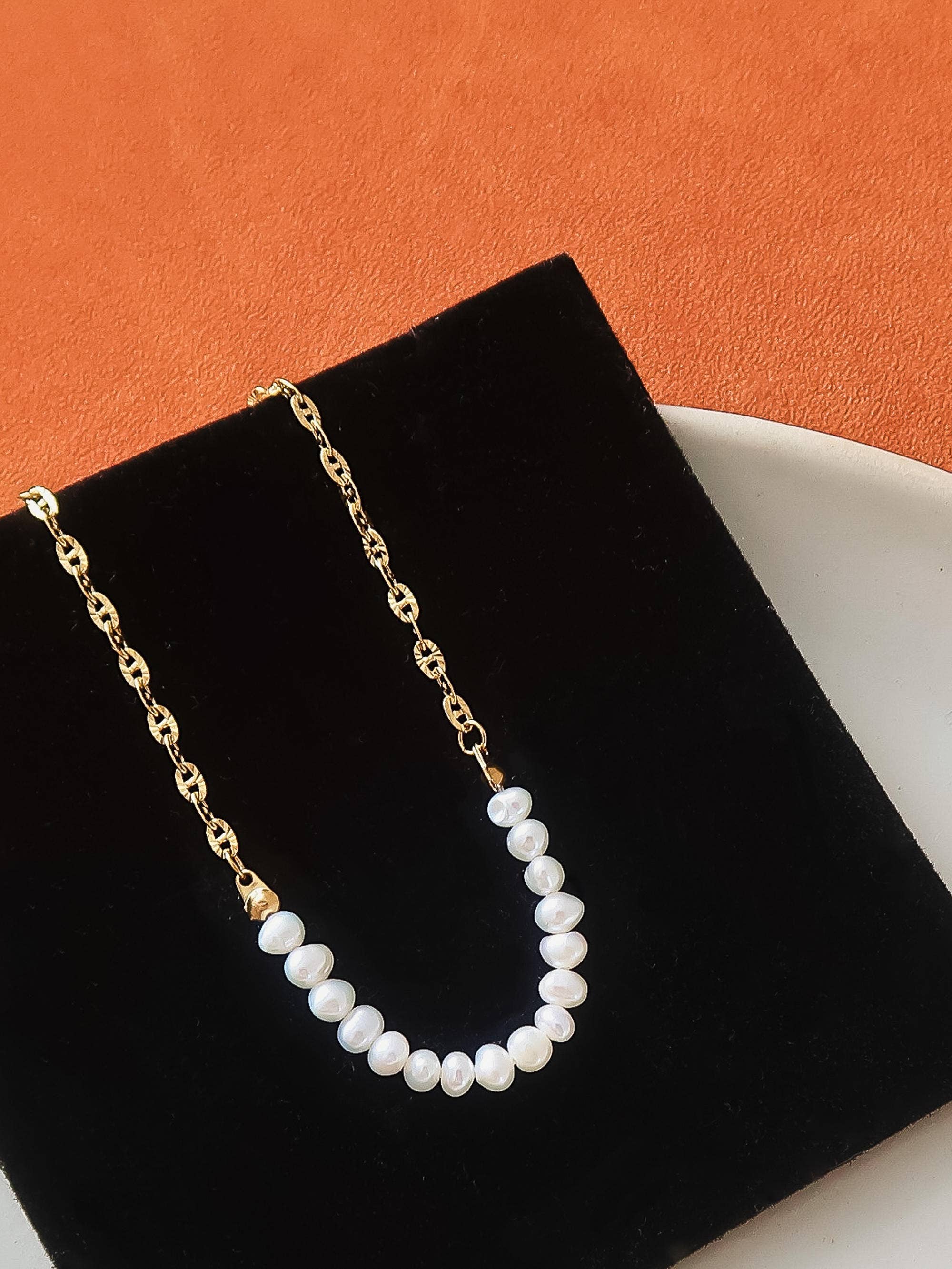 Margaux 18K Gold Non-Tarnish Freshwater Pearl Chain Necklace - Proper
