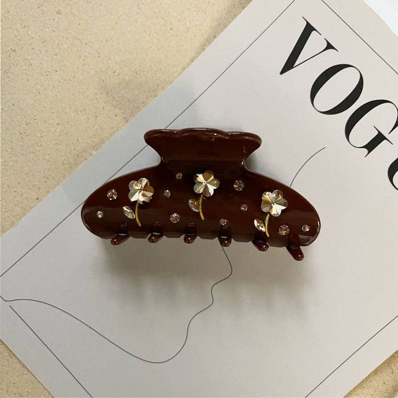 Rhinestone Flower Acetate Hair Claw Clip
