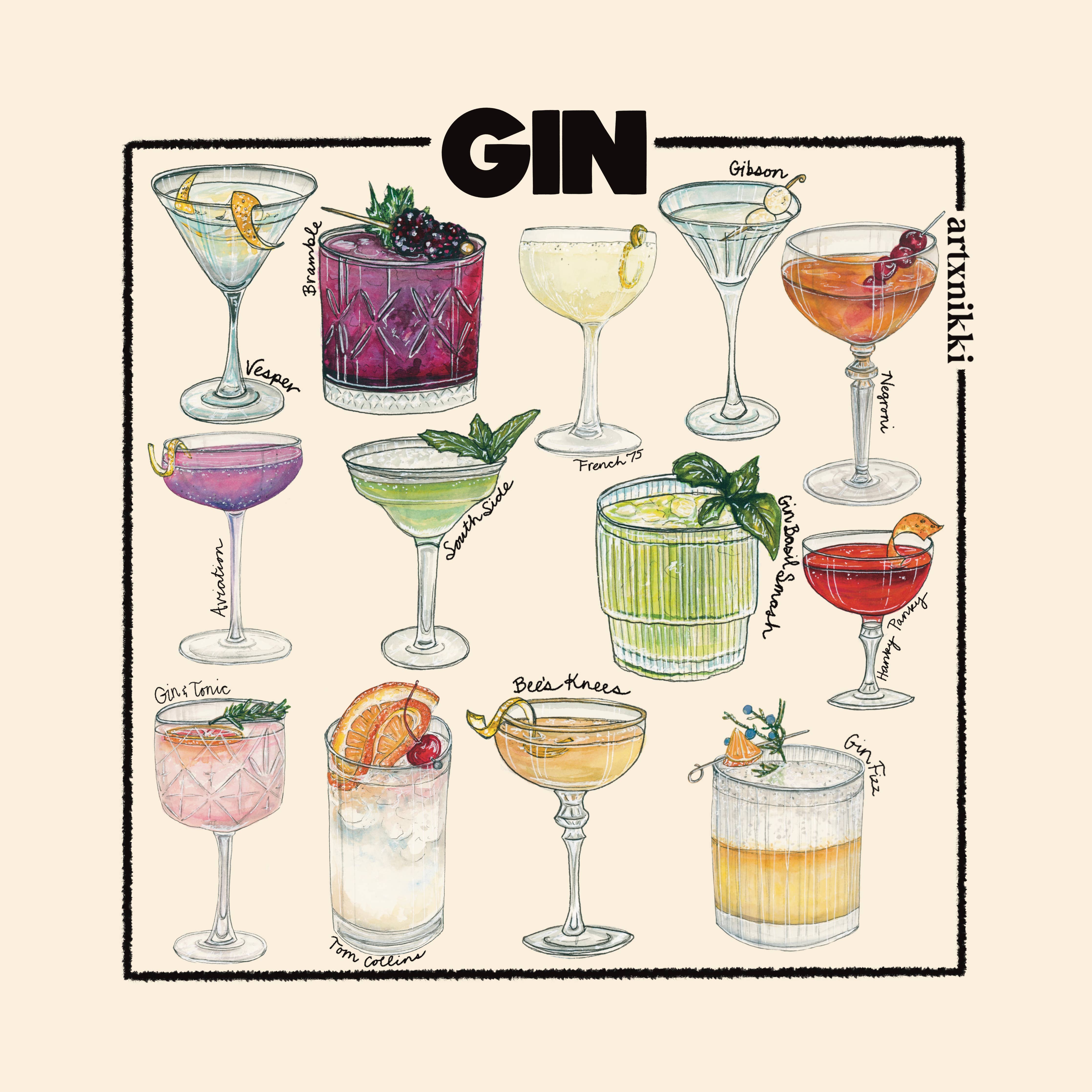 Classic Gin Cocktail Coaster Set of 4 - Proper