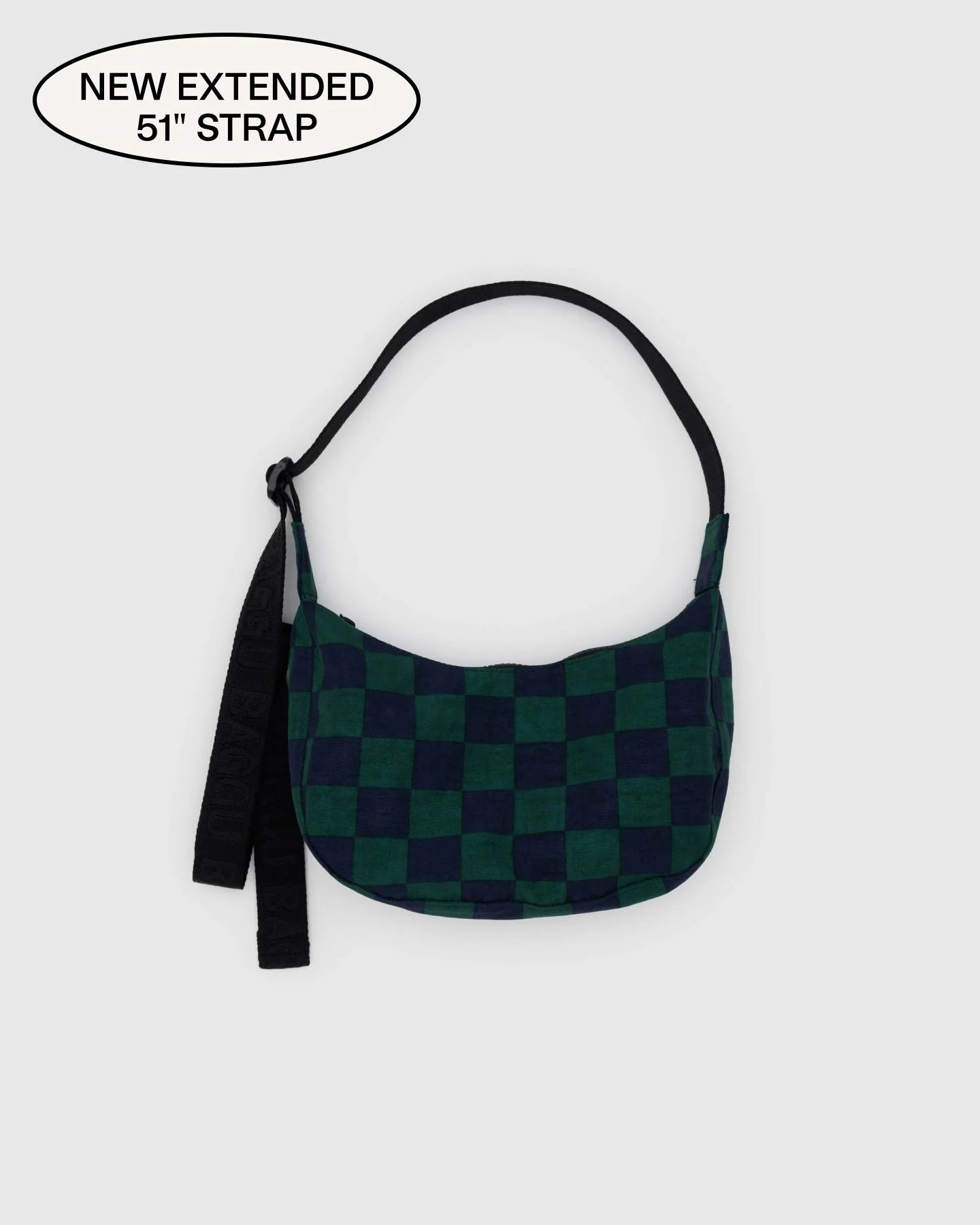 Baggu Small Nylon Crescent Bag - Navy Green Check - Proper