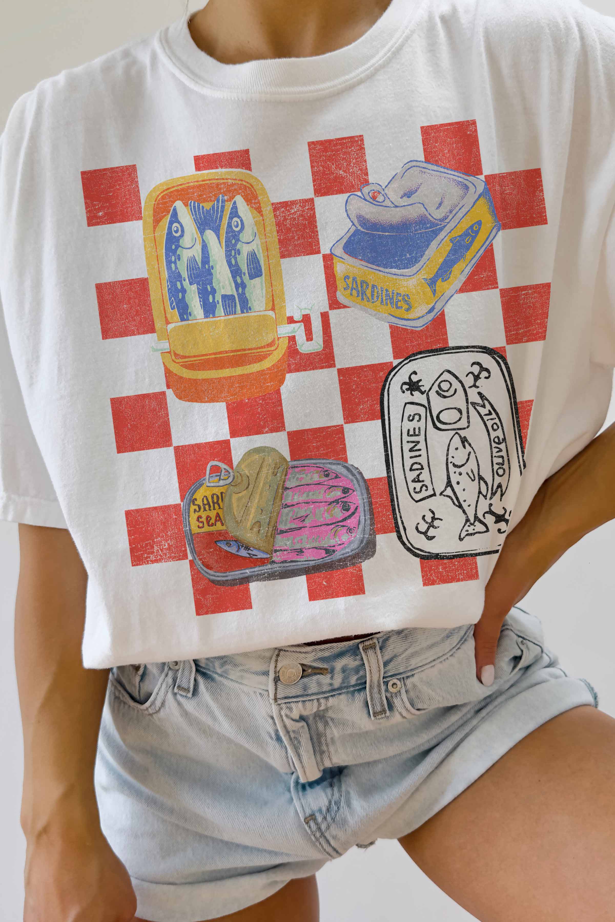Checkered Sardines Oversized Tee - Proper
