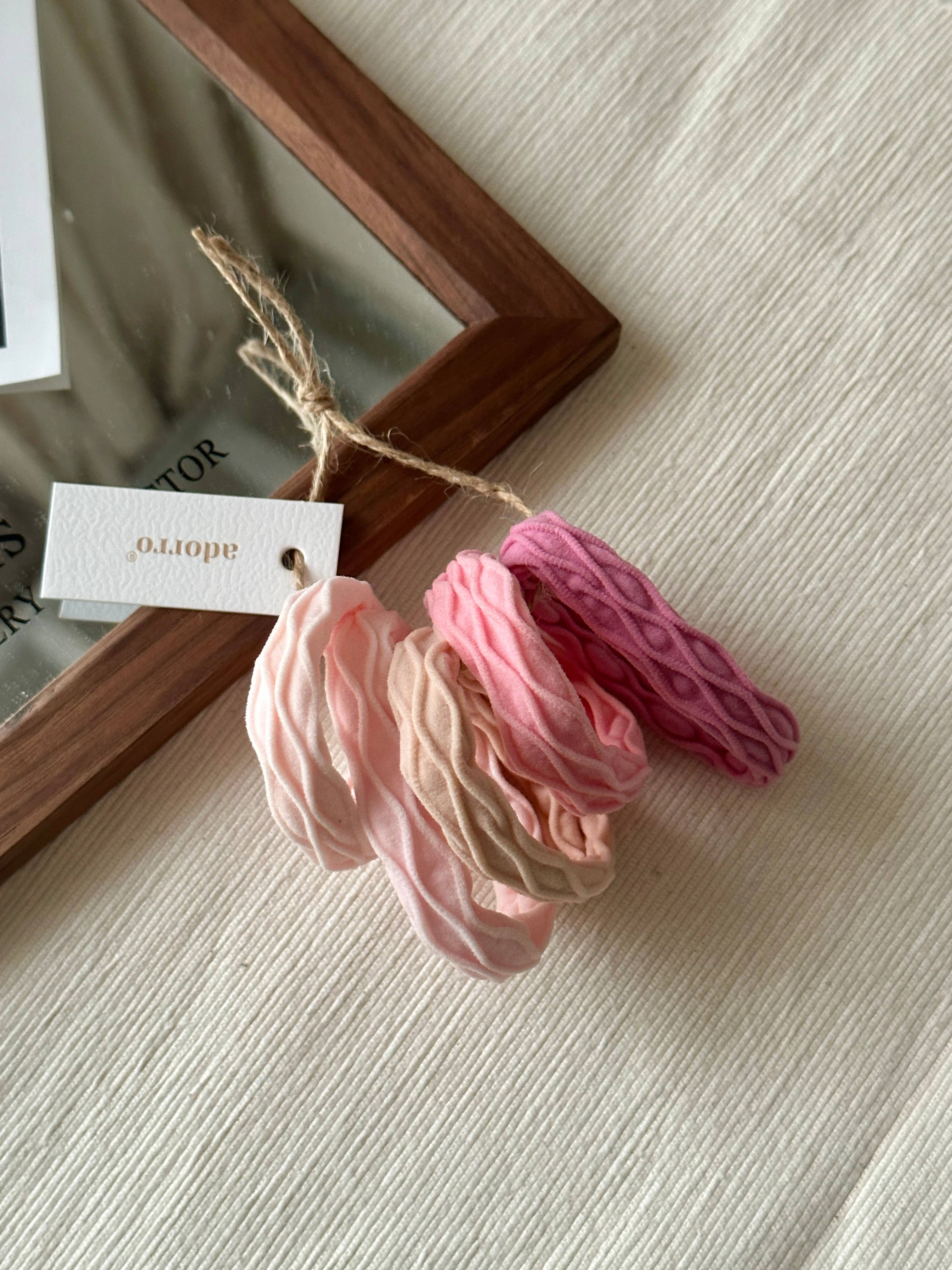 Pink Wavy Seamless Hair Ties (Set of 5) - Proper