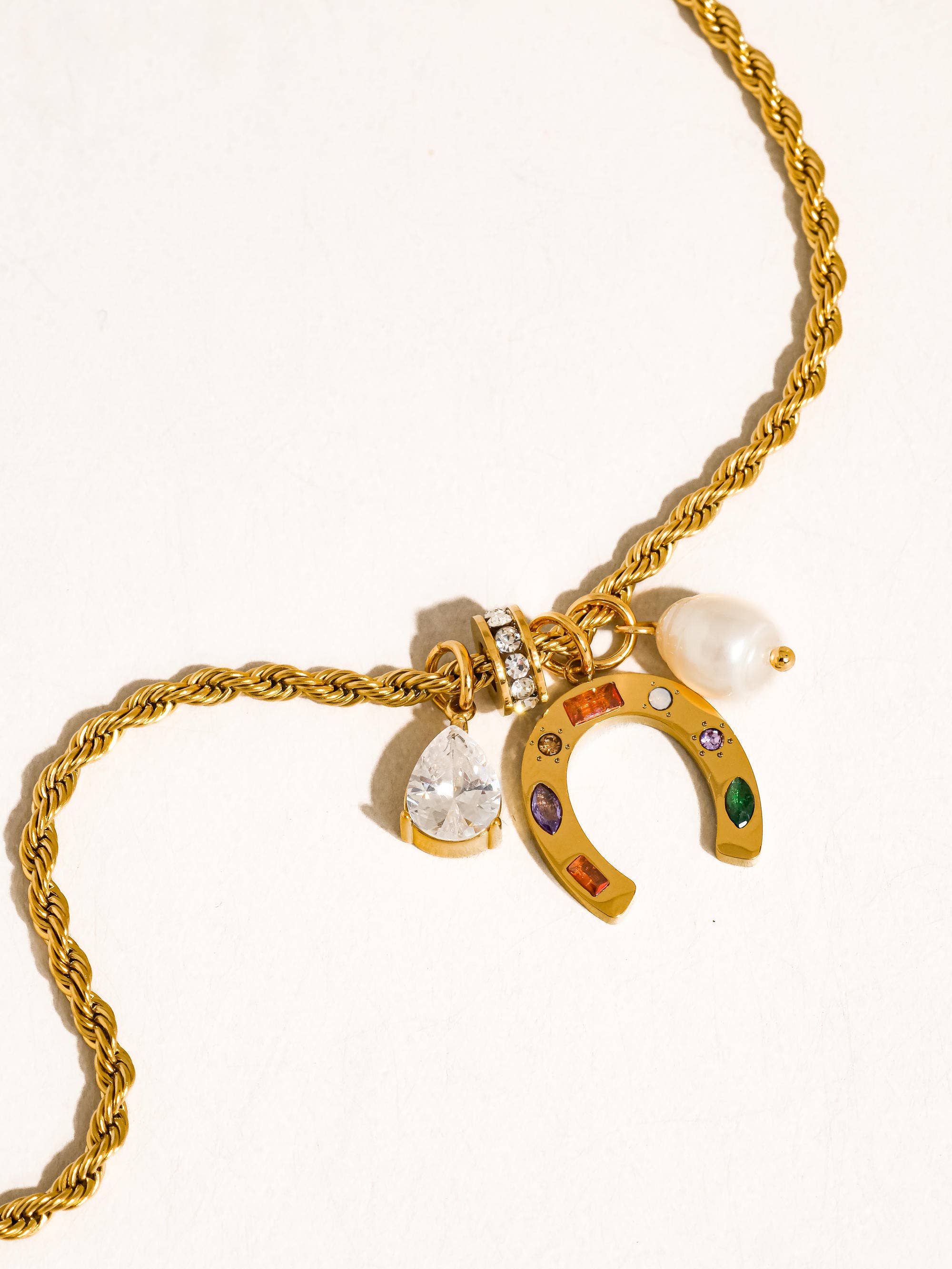 Western 18K Gold Non-Tarnish Horseshoe Charm Necklace - Proper