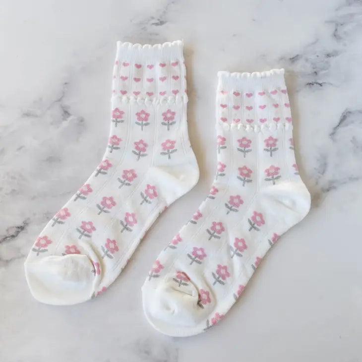 Daisy Heart Socks - Proper