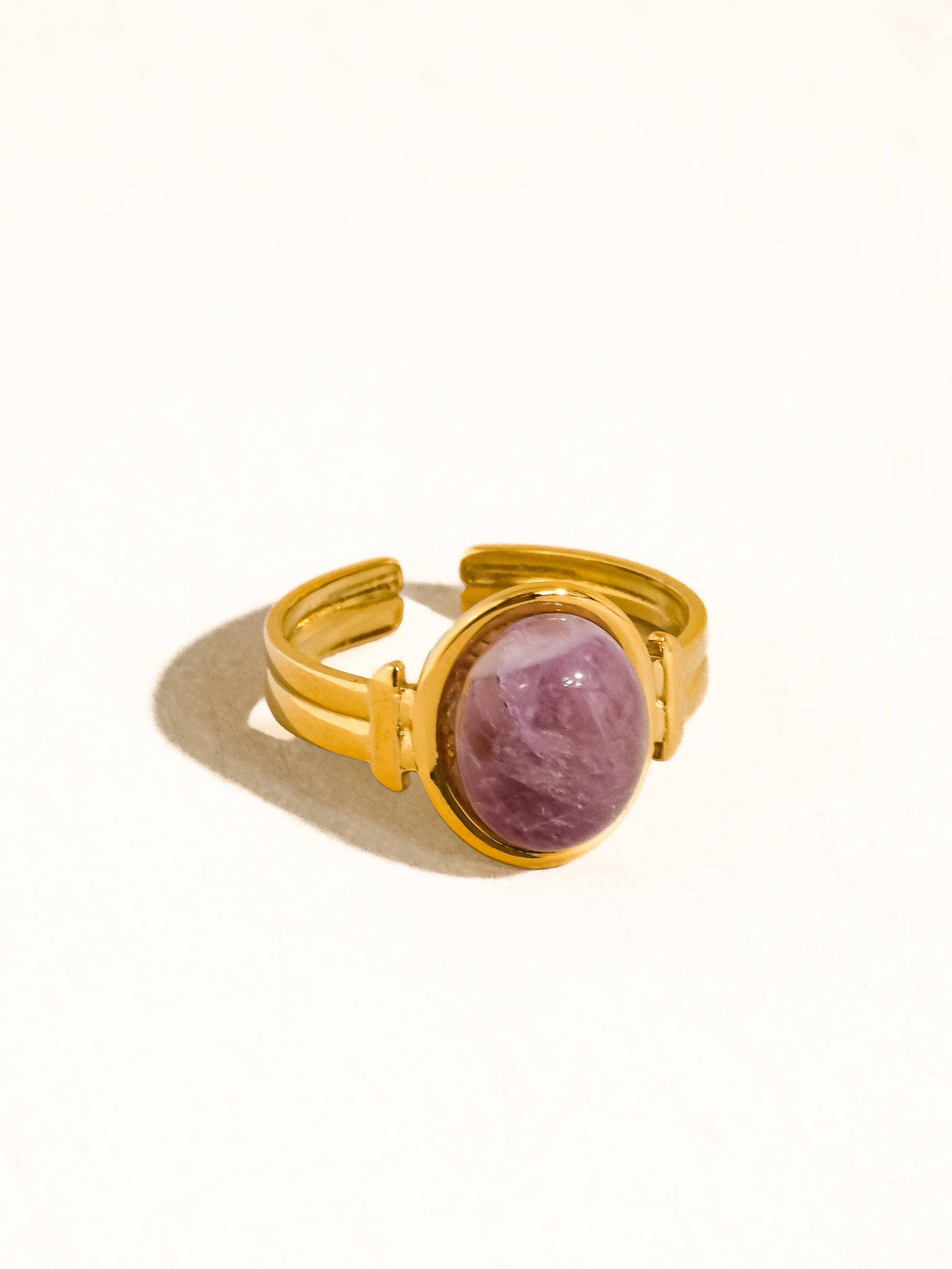 Jett 18K Gold Non-Tarnish Pink Stone Adjustable Ring - Proper