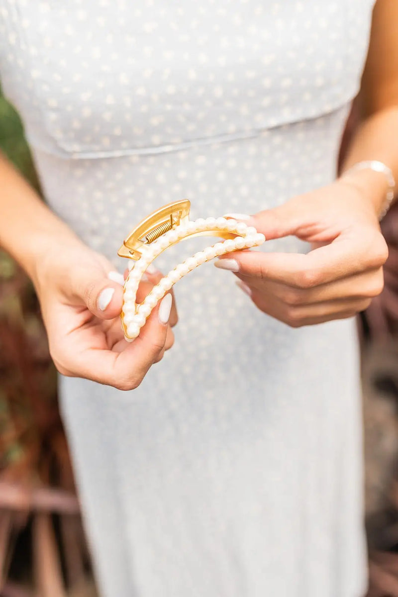 Pearl Half Moon Claw Clip - Proper