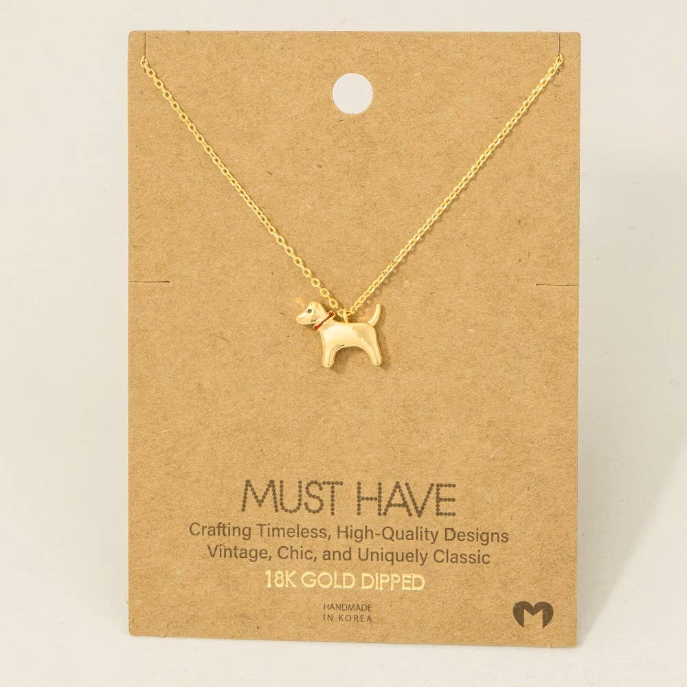 Gold Dipped Dog Pendant Necklace - Proper