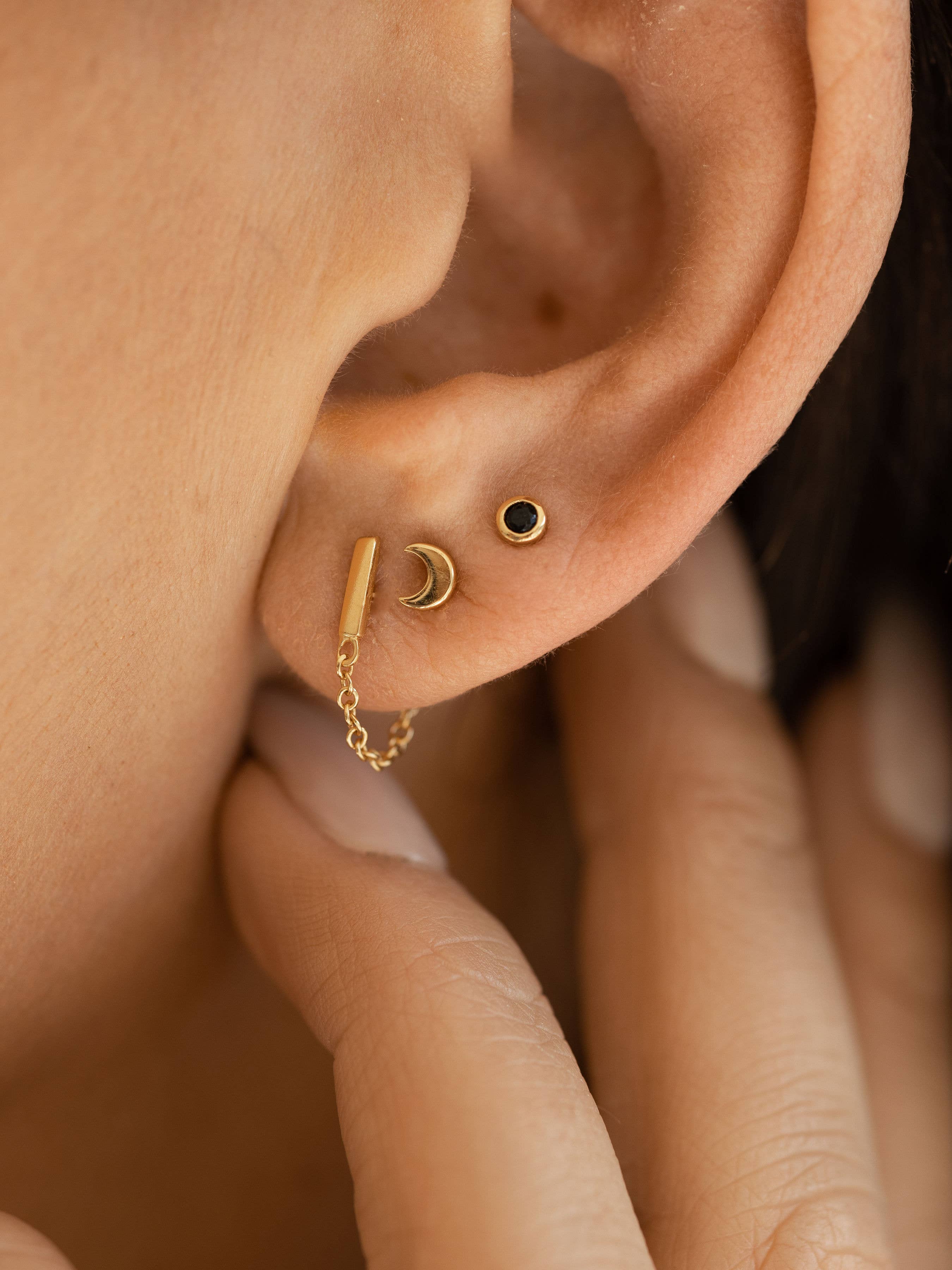 Black CZ Round Stud - Proper