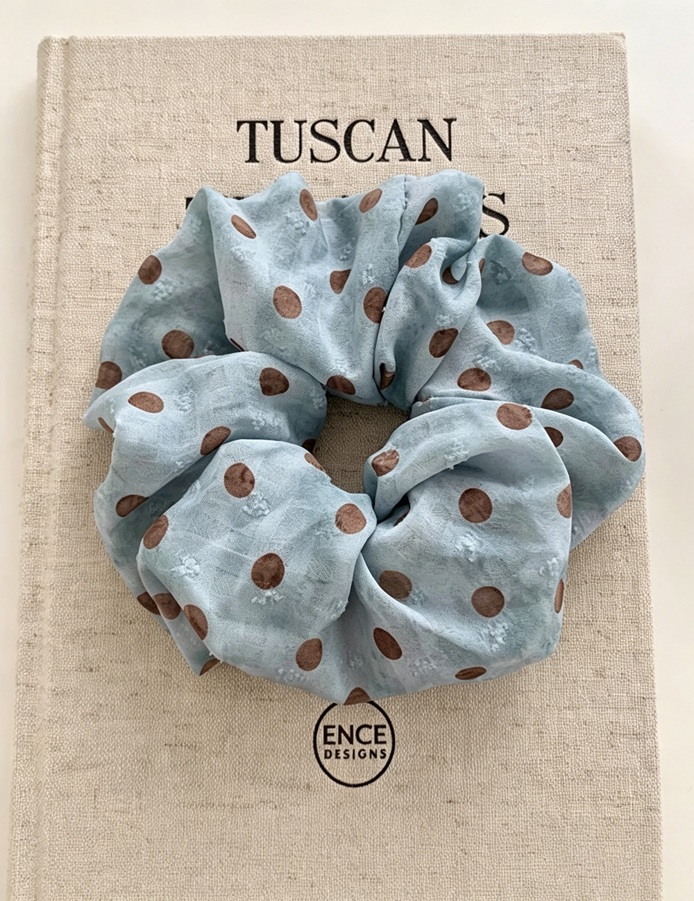 Blue Polka Dot Scrunchie