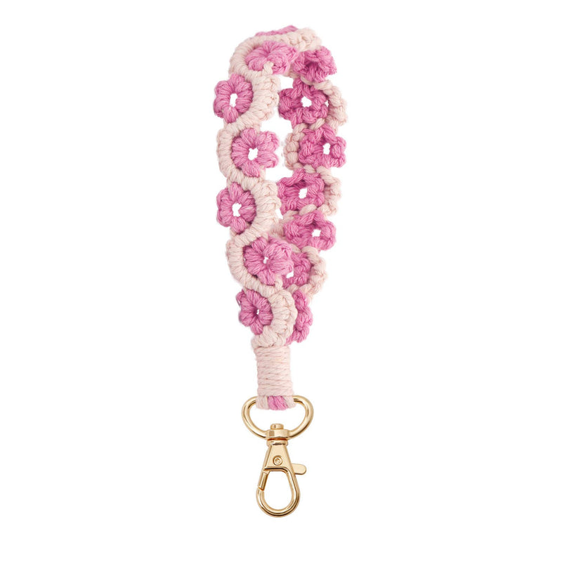 Macrame Two Tone Flower Wristlet Keychain - Proper