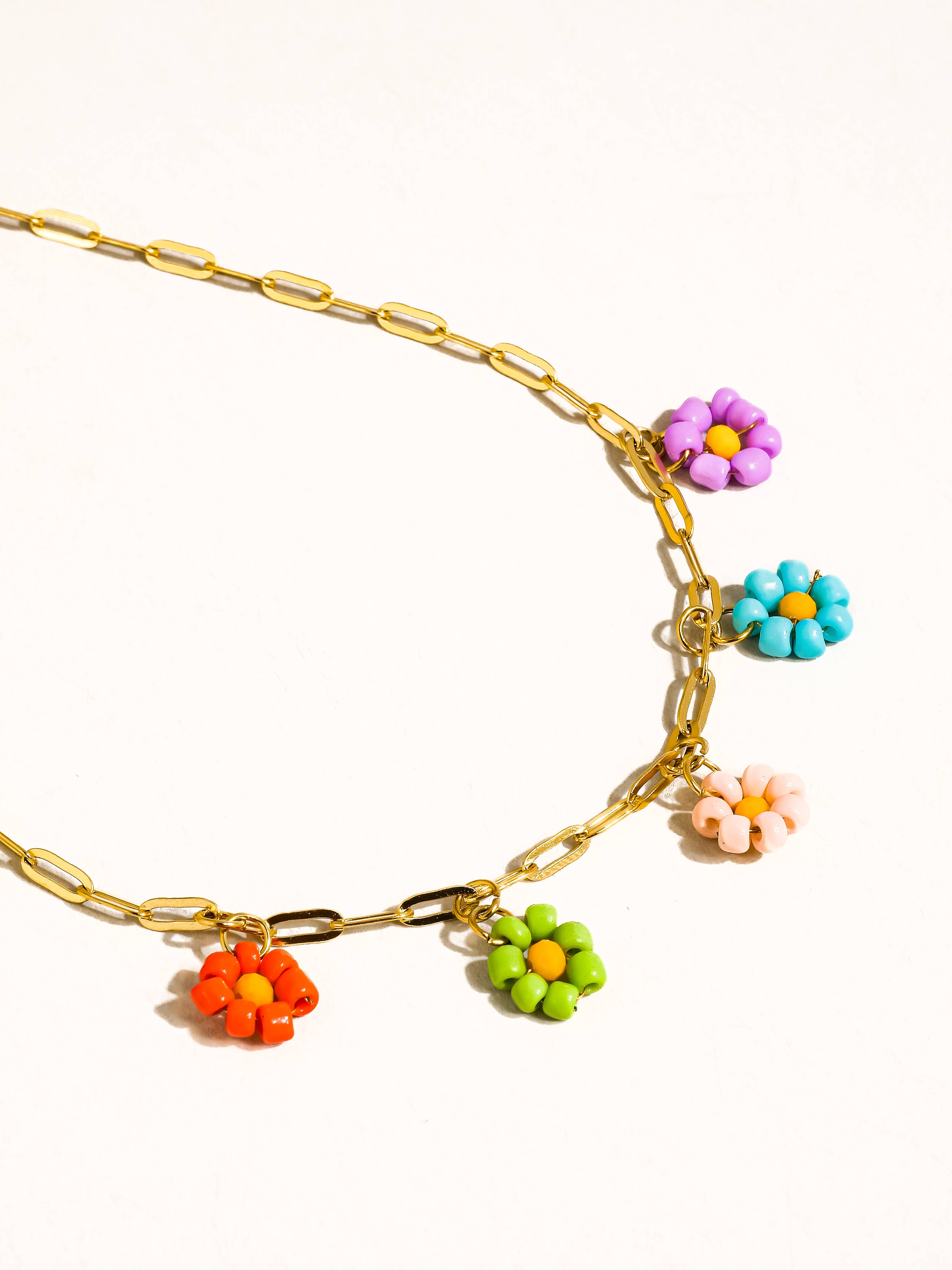 Linnea Beaded Daisy Chain Necklace - Proper