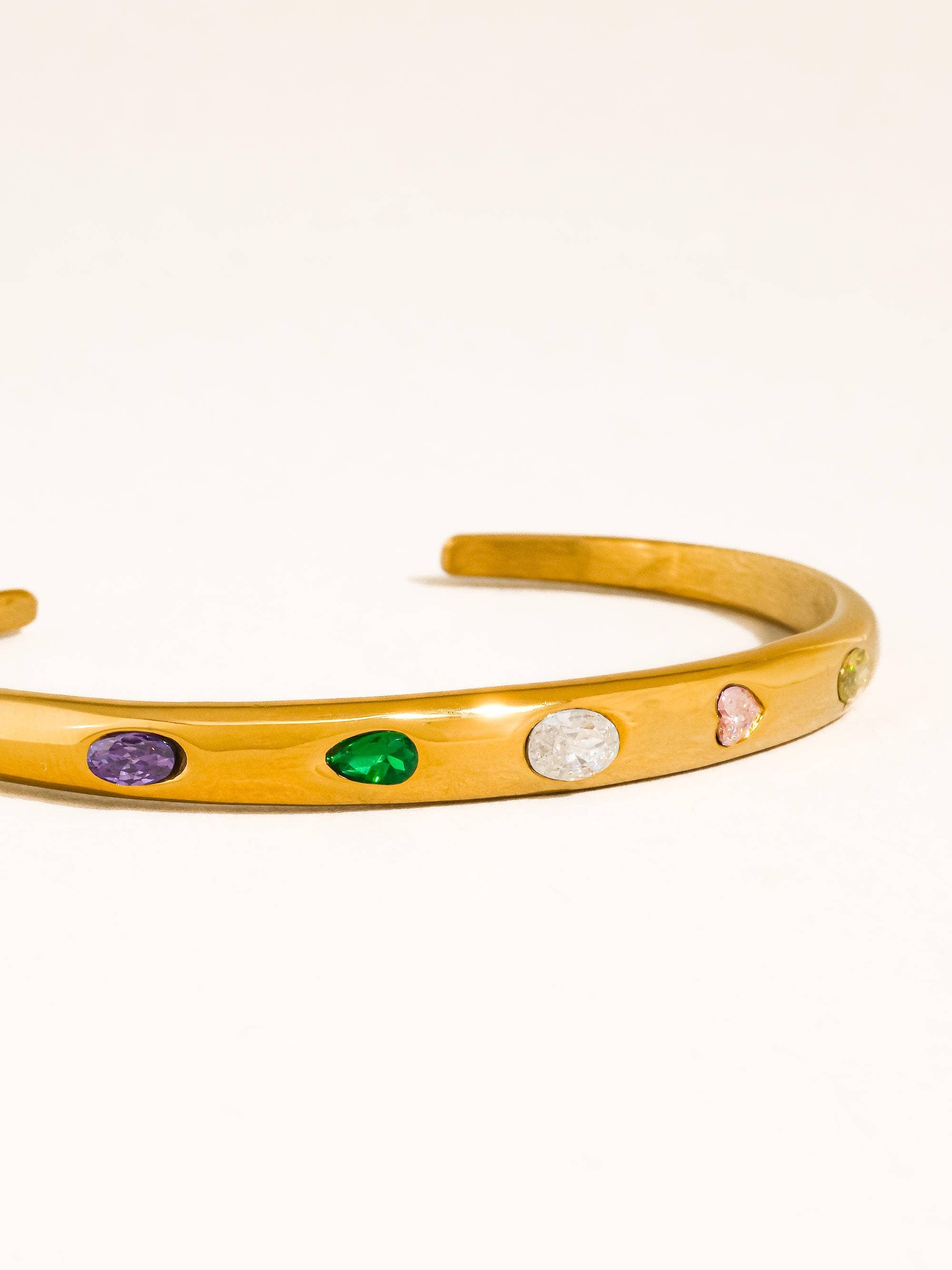 Juneau 18K Gold Non-Tarnish Multicolor CZ Bangle - Proper