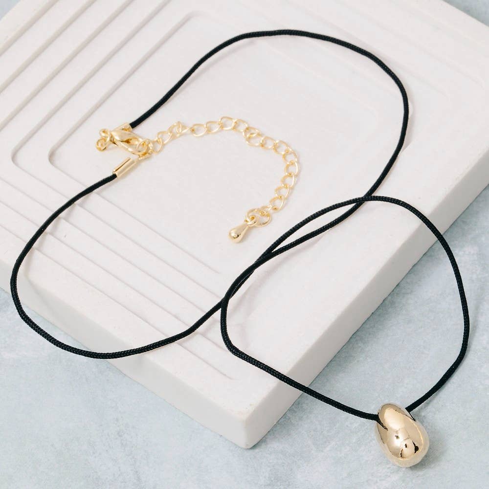 Teardrop Pendant Cord Necklace - Proper