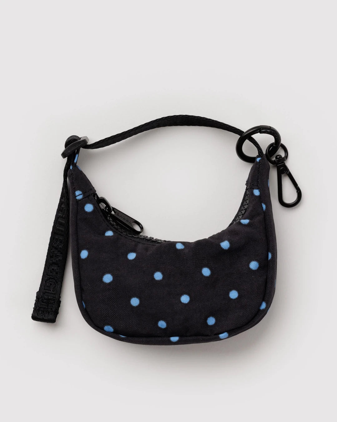 Baggu Crescent Bag Charm - Black And Sky Micro Dot