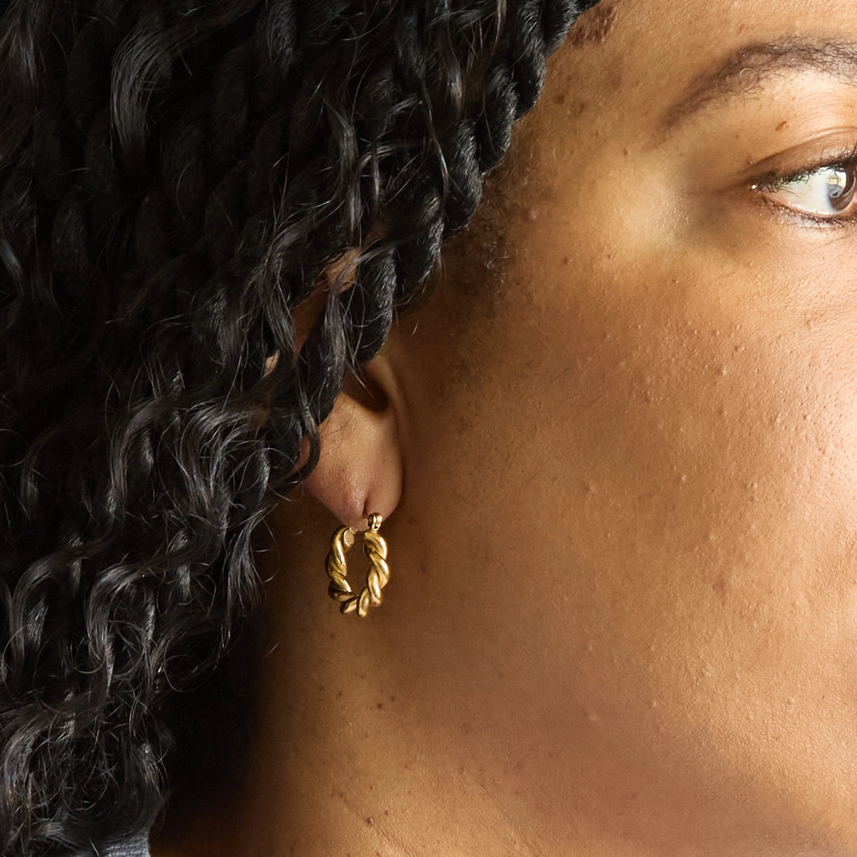 Gold Oval Twist Hoop Earrings - Proper