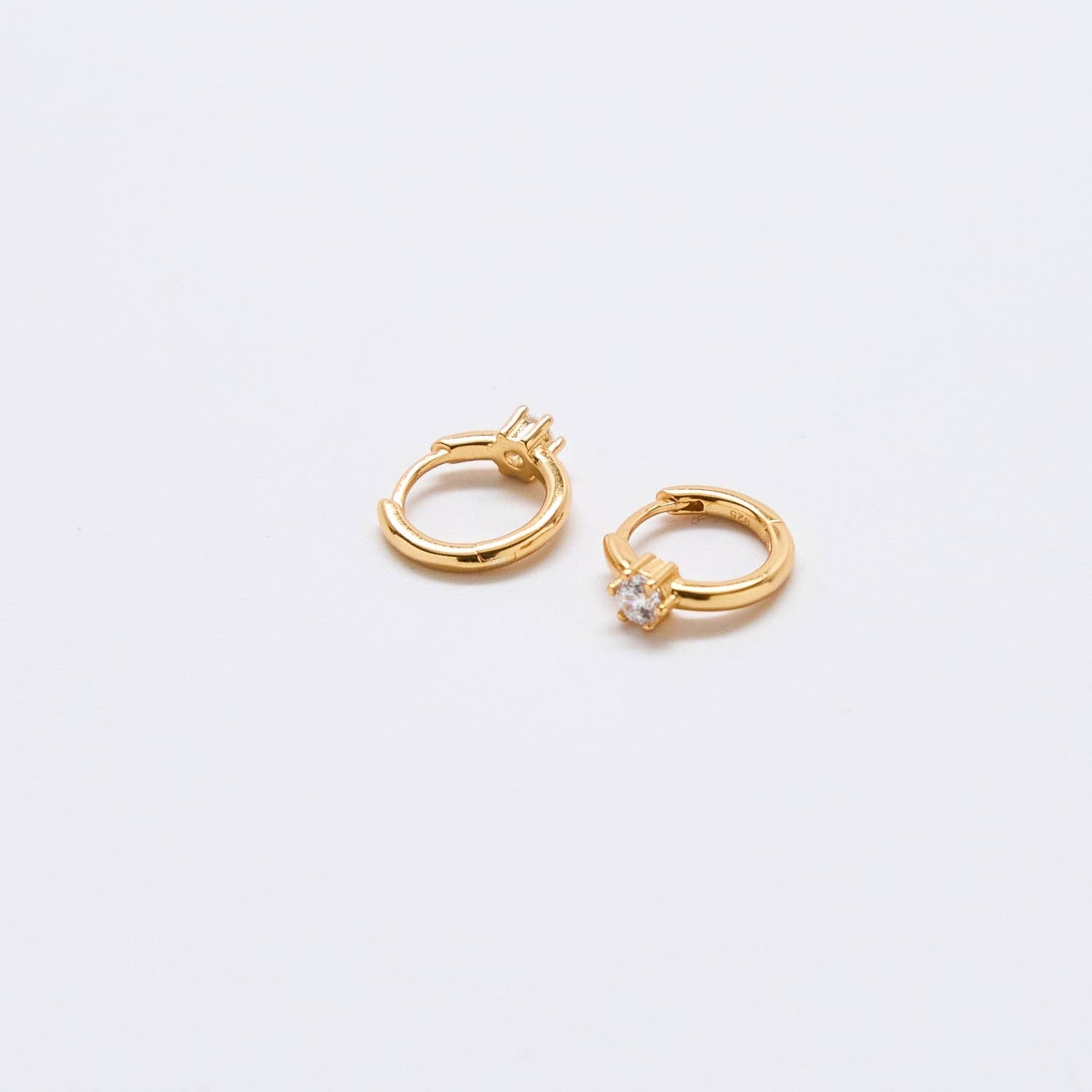 White CZ Mini Huggie Hoop Earrings - Proper