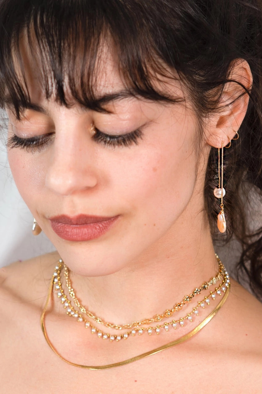 Dripping in Pearls Thread Earrings - Proper