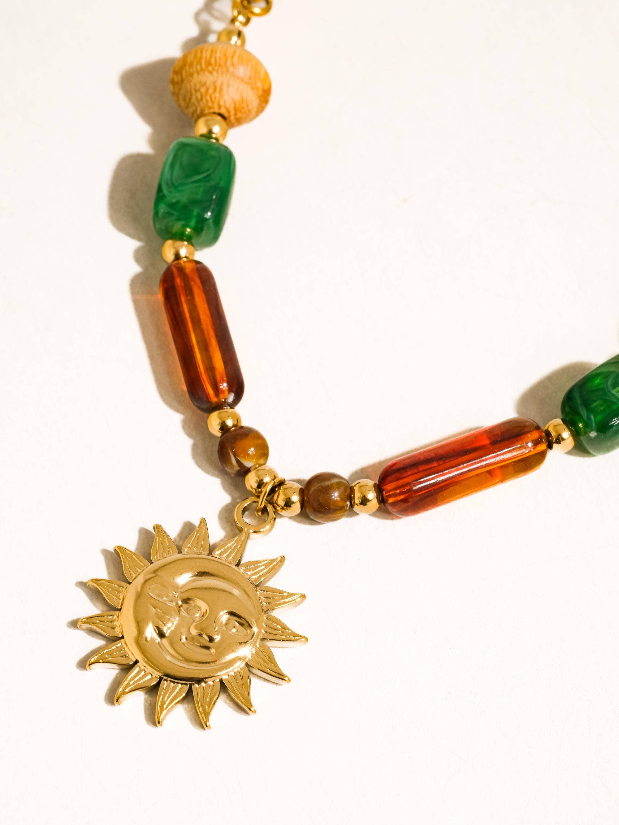 Brisa 18K Gold Non-Tarnish Beaded Sun Pendant Necklace - Proper
